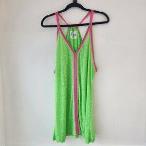 Pitusa Green Pink Swim Cover Up Dress Tropical Hawaiian Women's Petite S